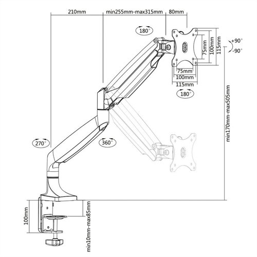 Braca Monitorarm met Gasveer - BRC91145