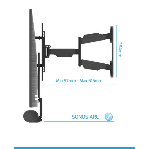 Cavus WME105+CFSARC- Draaibare TV beugel met Sonos ARC frame Wit