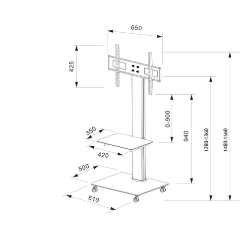 DQ Wall Support TV Standaard Adrian Silver