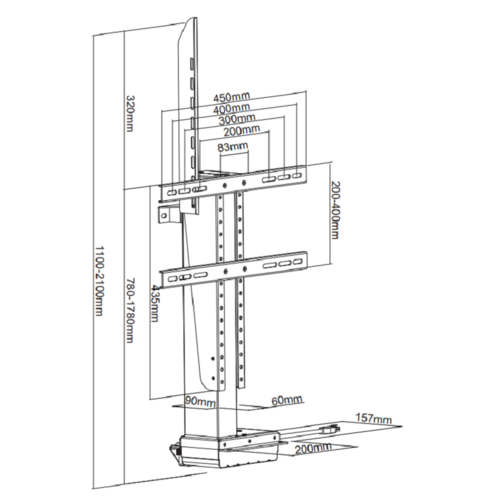DQ Wall Support TV Lift Ares 1000 L (32 t/m 73 inch)