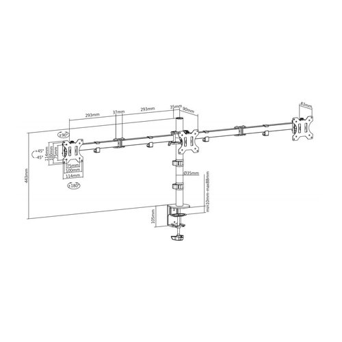 Ewent Ewent Monitor bureausteun voor 3 monitoren (tot 27 inch)