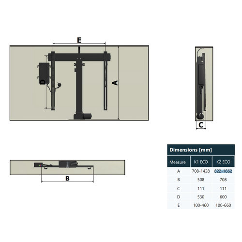 Sabaj TV Lift K2 ECO IR - 40 t/m 62 inch