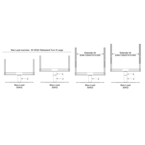 Multibrackets M VESA Tablestand Turn Black X Large MAX 800x400