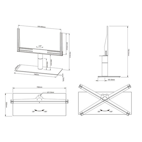 Multibrackets M VESA Tablestand Turn Black X Large MAX 800x400
