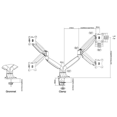 Neomounts Monitorarm voor 2 schermen NM-D750DSILVER