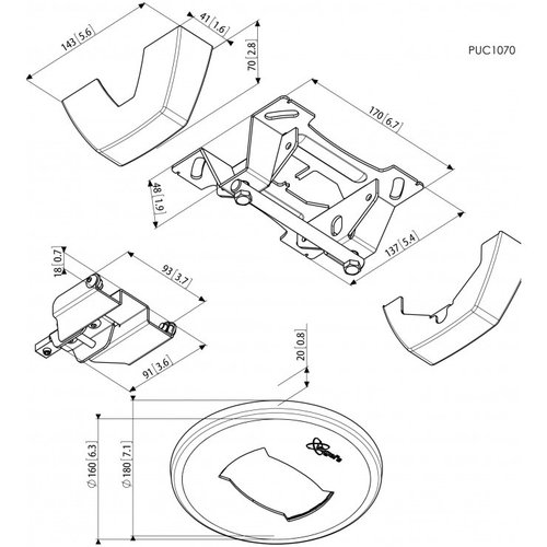 Vogel's PUC1070 Plafondplaat Bevestiging Kantelbaar