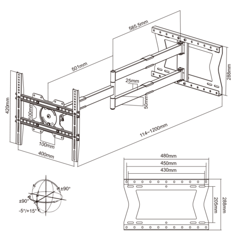 XTRARM TV Beugel Ferrom 120 cm Rotate 400