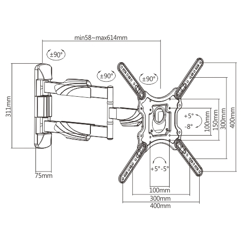 Cavus TV Beugel dubbele arm WME 102 Large