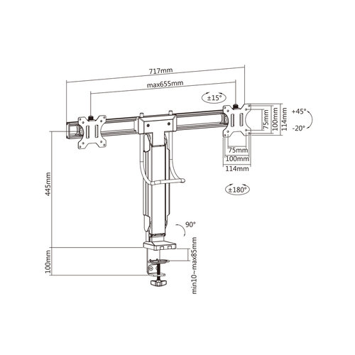 Multibrackets Monitorarm Deskmount Slim Basic Dual