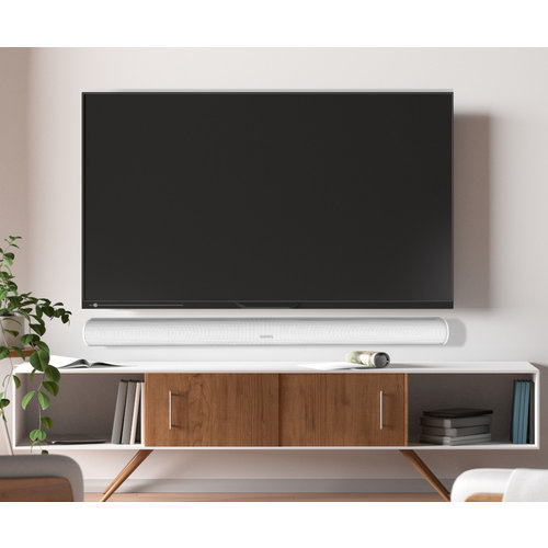 Cavus WMF044+CMSARCW Platte TV muurbeugel met Sonos ARC wandbeugel wit