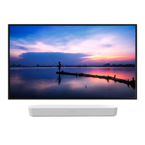 Cavus WMF003+CMSARCW Platte TV muurbeugel met Sonos ARC muurbeugel wit