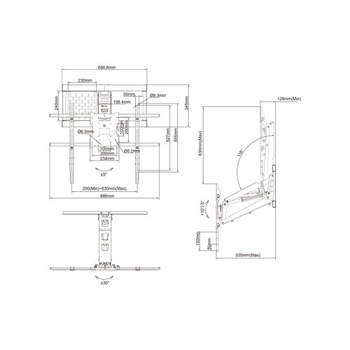 Multibrackets Elektrische TV Beugel Pull Down Full Motion Flexarm 42-80''