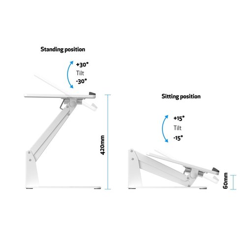 Multibrackets Verstelbaar werkstation voor notebook Wit