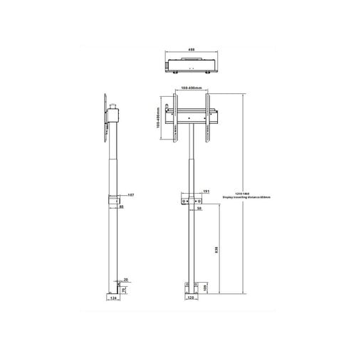 Multibrackets Gemotoriseerde Vloer - Wand TV Lift tot 60 kg - Zwart