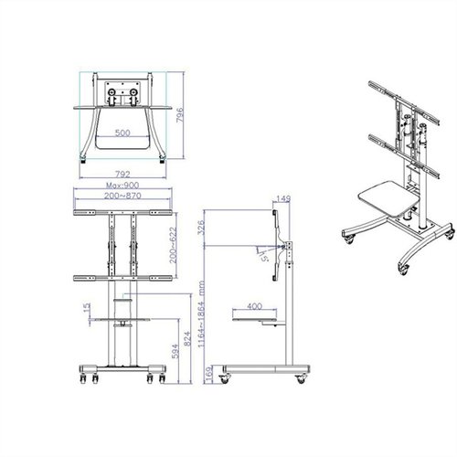 Braca TV Standaard "Heavy Duty" - (32-100 inch, 125 kg) - BRC1165