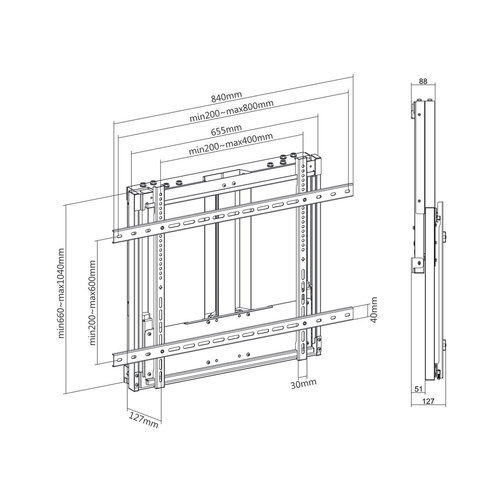 Multibrackets Counterbalanced Wallmount 40-60kg - 55'' - 75''