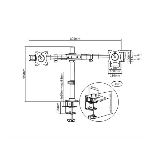 Multibrackets M Deskmount Basic Dual (15-27 inch)