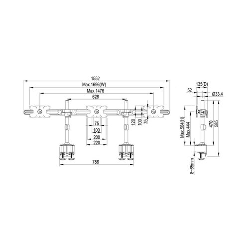 Multibrackets M VESA Desktopmount Triple Desk Clamp 24"-32"