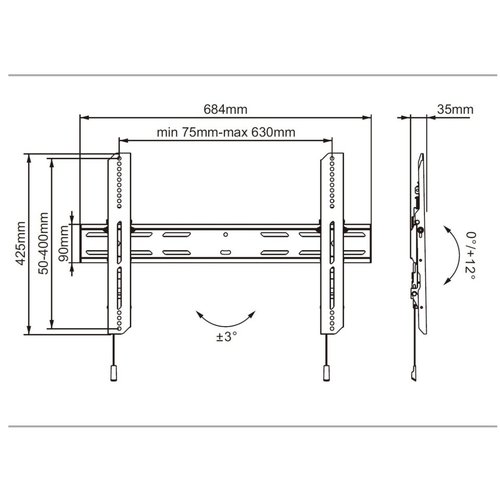 Multibrackets M Universal Wallmount Outdoor Tilt 600 MAX