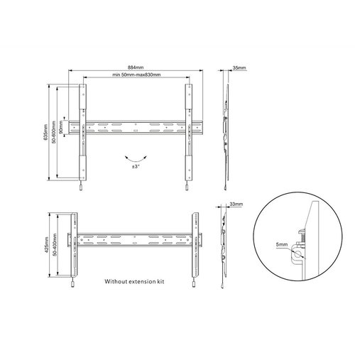 Multibrackets M Universal Wallmount Fixed X Large