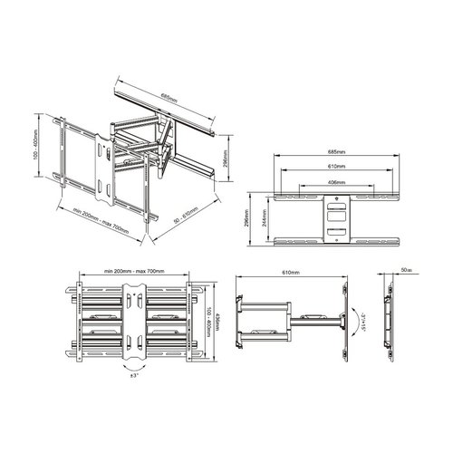 Multibrackets M Universal Flexarm Pro 60 kg Sound & Camera