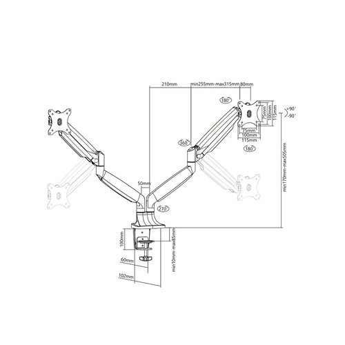 Multibrackets M Deskmount Gas Spring Dual Black