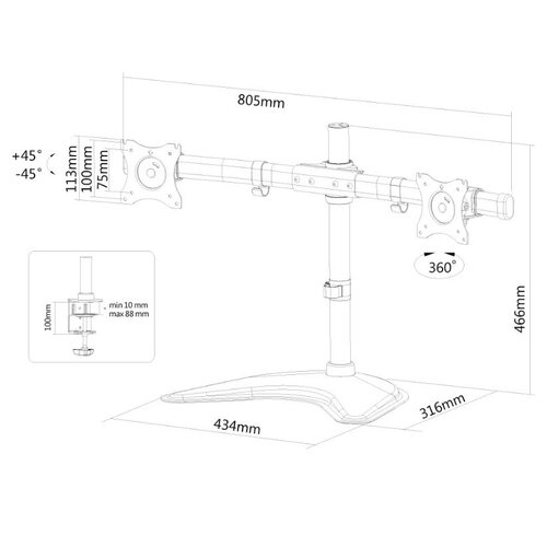 Neomounts Monitorarm en Monitorstandaard NM-D335DBLACK