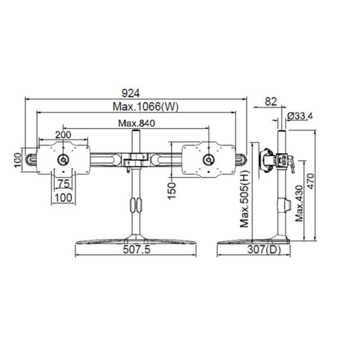 Multibrackets Multibracket M VESA Desktopmount Dual Stand 24"-32"