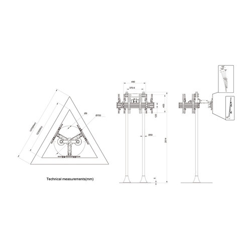 Multibrackets Multibracket Vloerstandaard voor 3 schermen (32 - 65 inch)