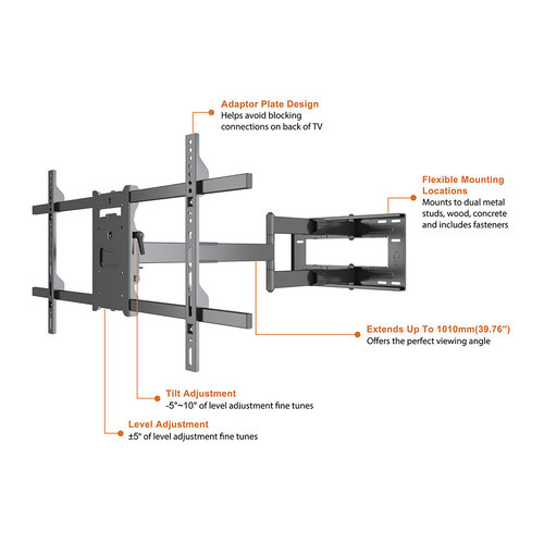 Multibrackets M Universal Long Reach Arm HD 1010mm Single Black