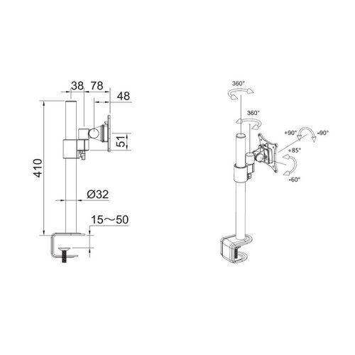 Multibrackets M VESA Deskmount Officeline Single White