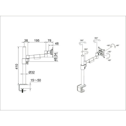 Multibrackets M VESA Deskmount Officeline Single I White