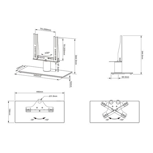 Multibrackets Multibrackets M VESA Tablestand Turn Black X Small MAX 200x200