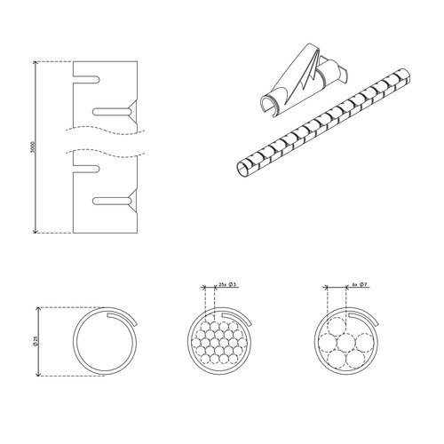 Dataflex Cable Eater ø25 incl. handgereedschap 3.0 meter-Wit