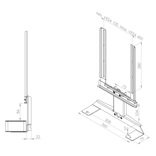 Cavus Frame voor Bose Smart Soundbar 300 zwart