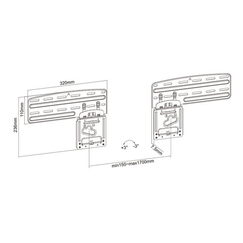 Multibrackets TV Beugel M QLED/UHD Wallmount Series 43-85" Slim Fit