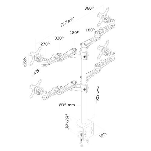 NeoMounts Monitorarm voor 4 schermen FPMA-D935D4