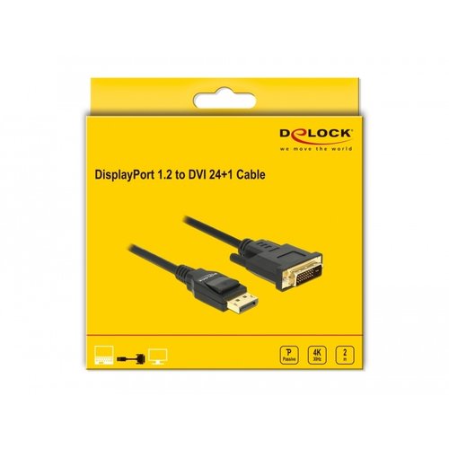 DeLock  DisplayPort 1.2 male > DVI 24+1 male passive 4K 30 Hz - 2 meter