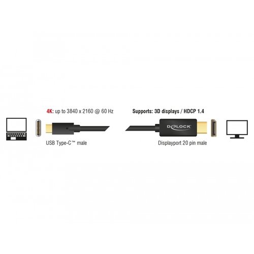DeLock USB Type-C™ male -  DisplayPort male (DP Alt Mode) - 3.0 meter