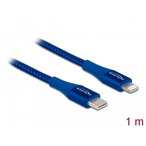 DeLock Data -en Oplaadkabel USB Type-C™ - Lightning™ voor iPhone™, iPad™ en iPod™ 1.0 meter - Blauw