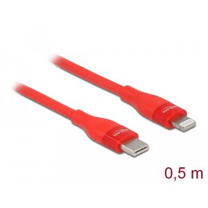 DeLock USB C - Lightning kabel 0.5 meter Rood