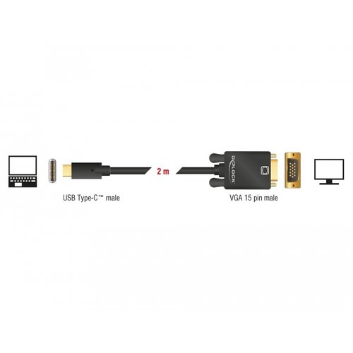 DeLock USB Type-C™ Male - VGA Male (DP Alt Mode) 3.0 meter