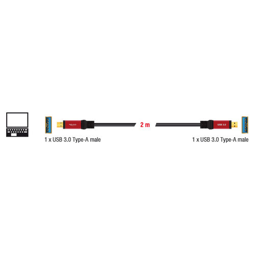 DeLock Premium USB A male - USB A male kabel (USB 3.0) - 2.0 meter