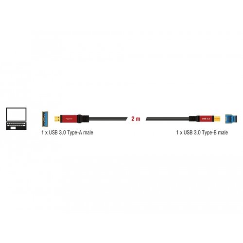 DeLock Premium USB A male - USB B male kabel (USB 3.0) - 2.0 meter