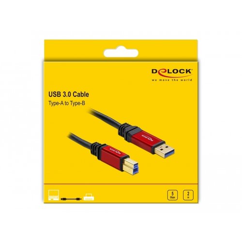 DeLock Premium USB A male - USB B male kabel (USB 3.0) - 2.0 meter