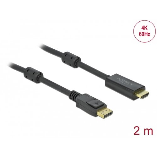 DeLock Actieve DisplayPort 1.2 naar HDMI kabel - 2.0 meter