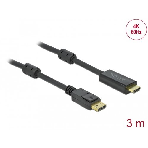 DeLock DisplayPort 1.2 - HDMI kabel - 3.0 meter