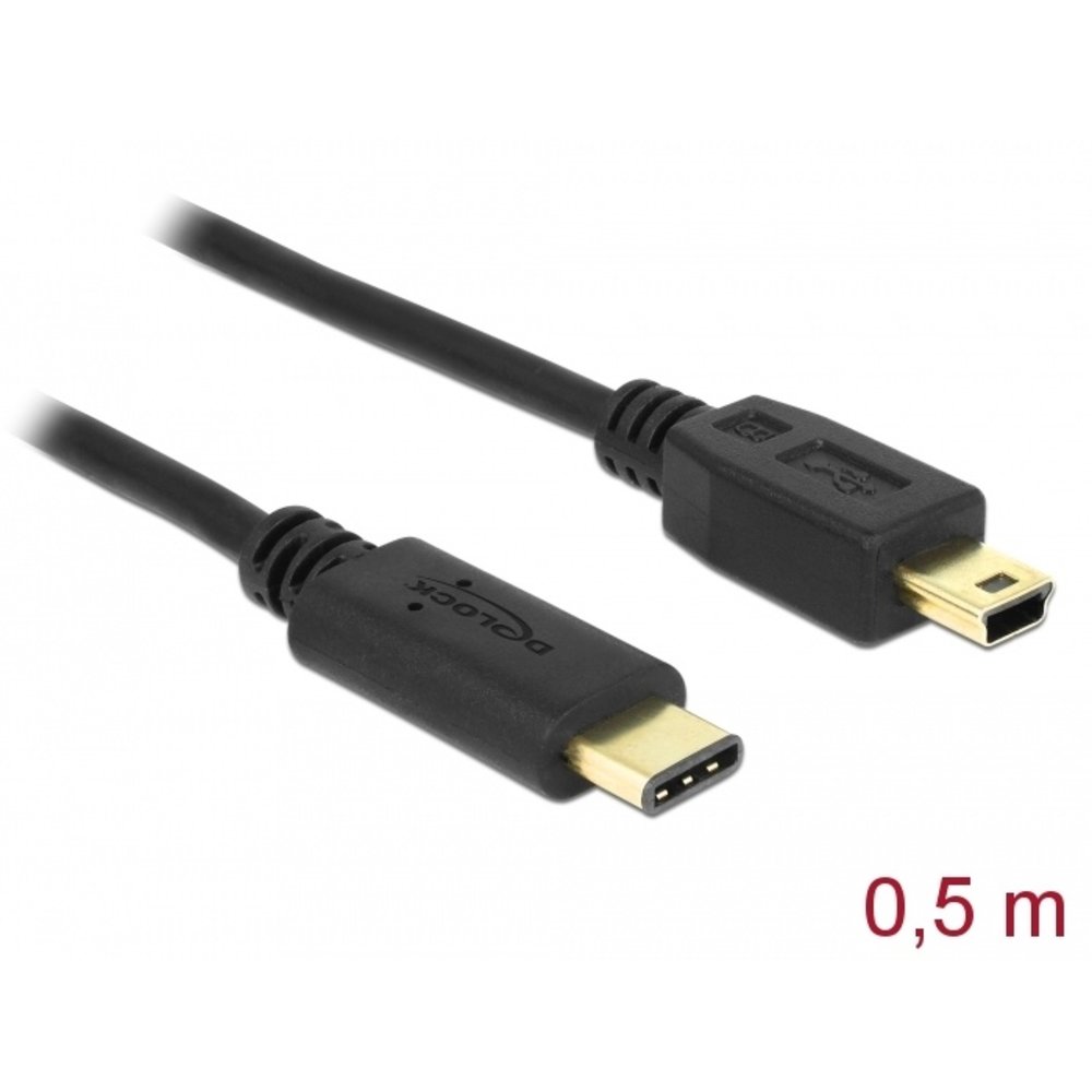 Panorama Zonder hoofd land USB Type C male - Mini USB B male kabel - 0.5 meter - Braca Europe