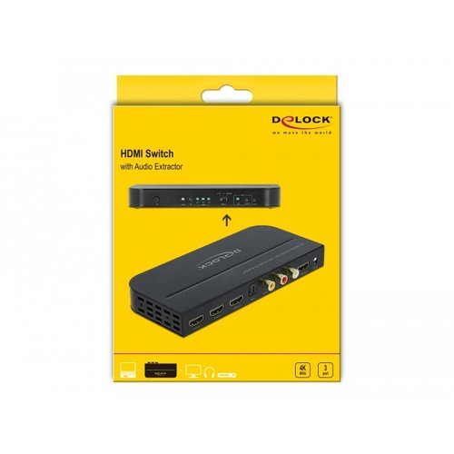 DeLock 3-Poorts HDMI Switch met Audio Extractor