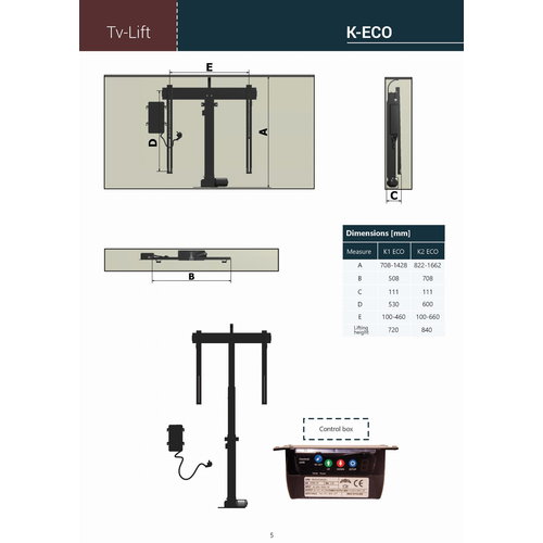 Sabaj TV Lift K1 ECO IR - 32 t/m 50 inch